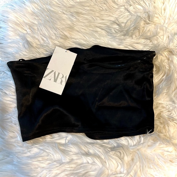 NWT - Zara Black Satin Bandeau Top - Picture 7 of 7